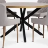 NORTOFT Ø120 bord + 4 BELLINGE stole sand/eg