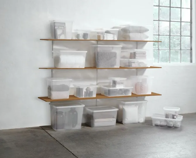 Opbevaringsboks BASIC BOX 80L m/låg transparent