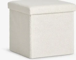 Puf NYSTED 38x38 m/opbevaringsplads råhvid teddy