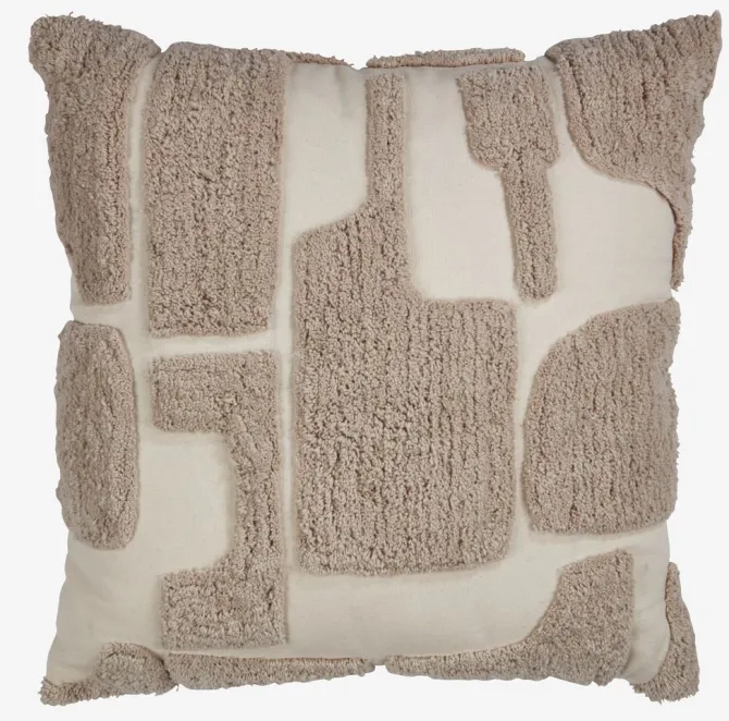 Pyntepude DVERGFAKS 45x45 grå/beige