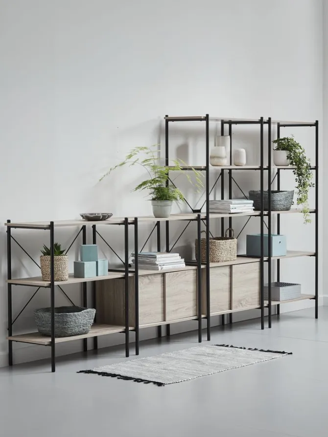 Reol VANDBORG 5 hylder eg/sort