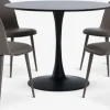 RINGSTED Ø100 bord sort + 4 ULDAL stole brun