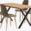 ROSKILDE/ROSLEV L140 bord natur + 4 BISTRUP stole oliven