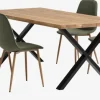 ROSLEV L200 bord eg natur + 4 BISTRUP stole olivengrøn