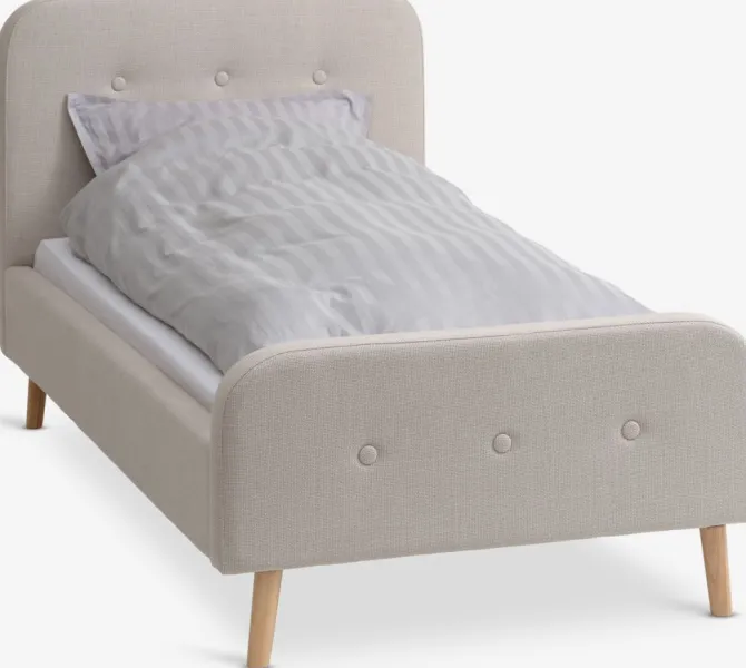 Sengeramme KONGSBERG 90x200 beige stof