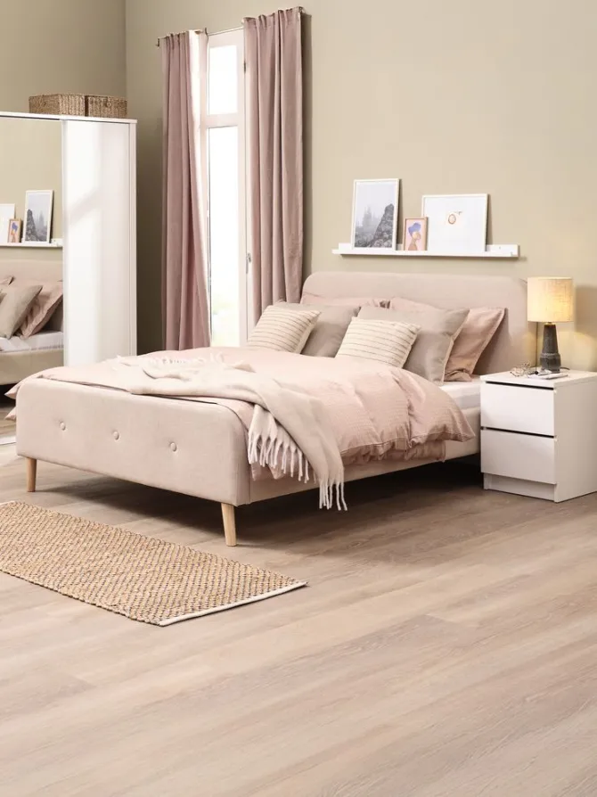 Sengeramme KONGSBERG 90x200 beige stof