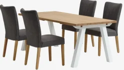 SKAGEN L200 bord eg + 4 NORDRUP stole grå