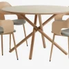 SKIBET Ø120 bord lys eg + 4 HVIDOVRE stole lys eg