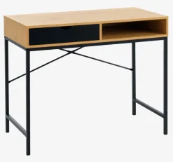 Skrivebord TRAPPEDAL 48x95 1 skuffe egefarve/sort
