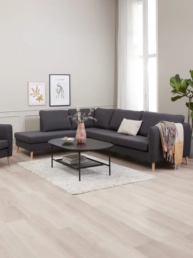 Sofa AARHUS open-end venstrevendt mørkegråt stof