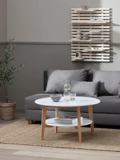 Sofabord JEGIND Ø80 m/hylde hvid/natur