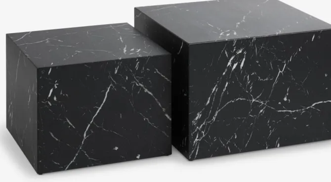 Sofabord TINGSTED 45x45/55x55 marmorfarve 2 stk.