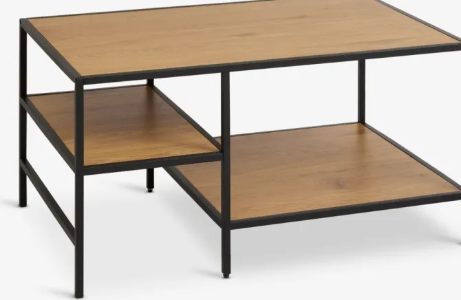 Sofabord TRAPPEDAL 90x60 2 hylder egefarve/sort