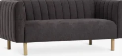 Sofa MAGLEBY 2.5-pers. mørkebrunt stof/egefarve