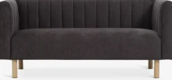 Sofa MAGLEBY 2.5-pers. mørkebrunt stof/egefarve