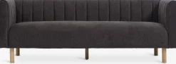 Sofa MAGLEBY 3-pers. mørkebrunt stof/egefarve