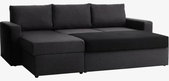 Sovesofa chaiselong MARSLEV mørkegråt stof