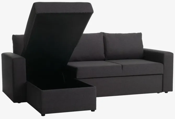 Sovesofa chaiselong MARSLEV mørkegråt stof