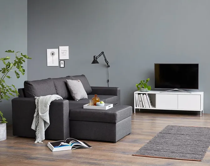 Sovesofa chaiselong MARSLEV mørkegråt stof