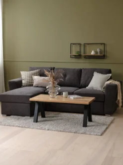 Sovesofa chaiselong VEJLBY mørkegråt stof