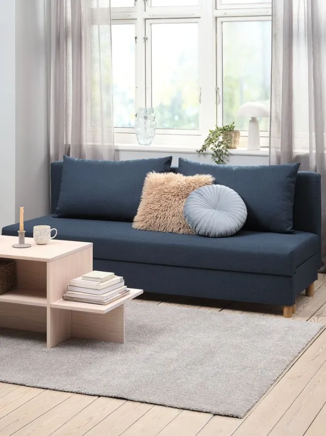 Sovesofa NORSMINDE blåt stof