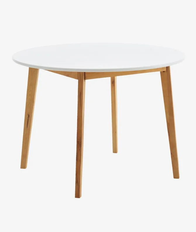 Spisebord JEGIND Ø105 hvid/natur
