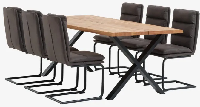 Spisebord ROSLEV 95x200 eg natur/sort