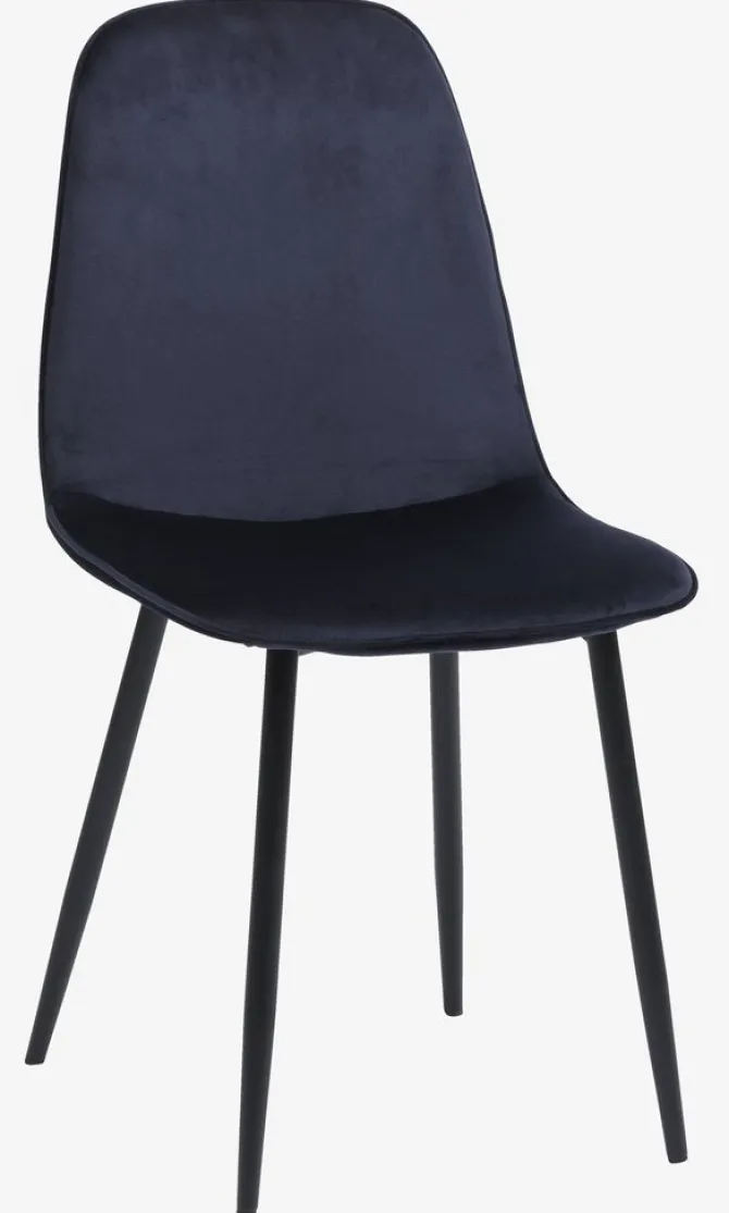 Spisebordsstol BISTRUP velour mørkeblå/sort