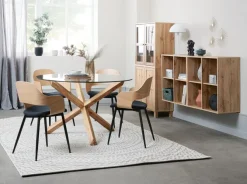 Spisebordsstol HVIDOVRE eg/sort stof