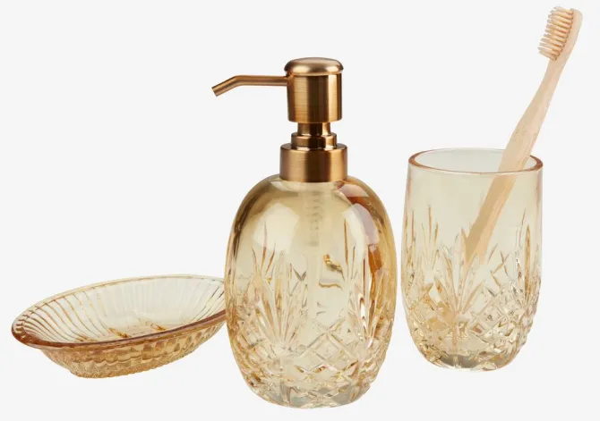 Tandbørsteholder EDSVALLA genanvendt glas gul