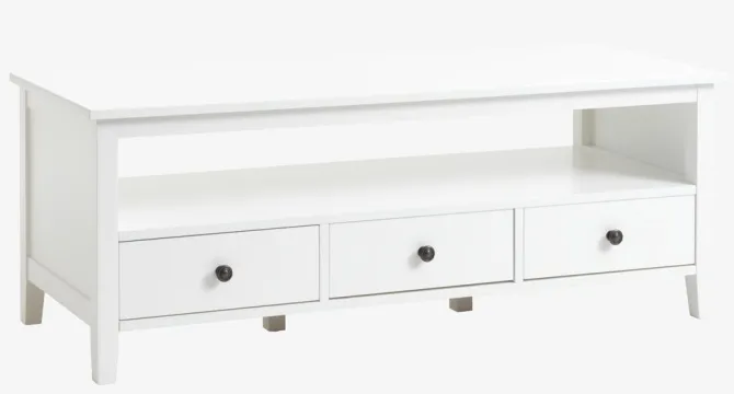 TV-bord NORDBY 3 skuffer hvid
