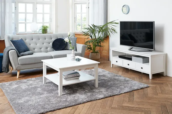 TV-bord NORDBY 3 skuffer hvid