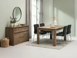 VEDDE L160 bord vild eg + 4 HAMMEL stole sort