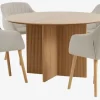 VESTERBORG Ø130 bord eg + 4 ADSLEV stole beige