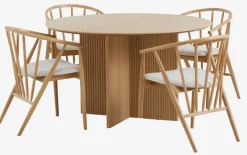 VESTERBORG Ø130 bord eg + 4 ARNBORG stole eg