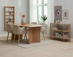VESTERBORG L200 bord eg + 4 ADSLEV stole beige