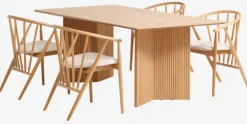 VESTERBORG L200 bord eg + 4 ARNBORG stole eg